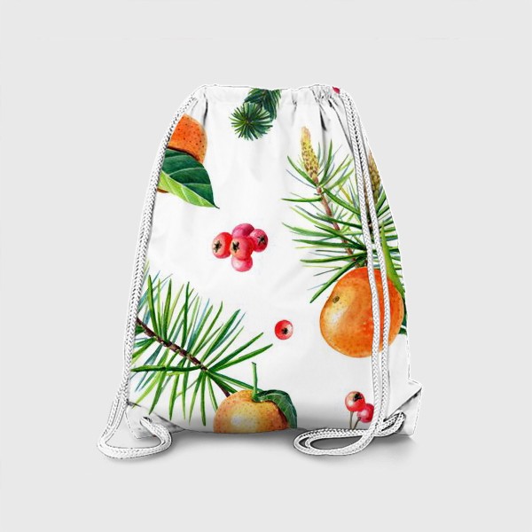 Рюкзак «Новогодний принт с мандаринами»