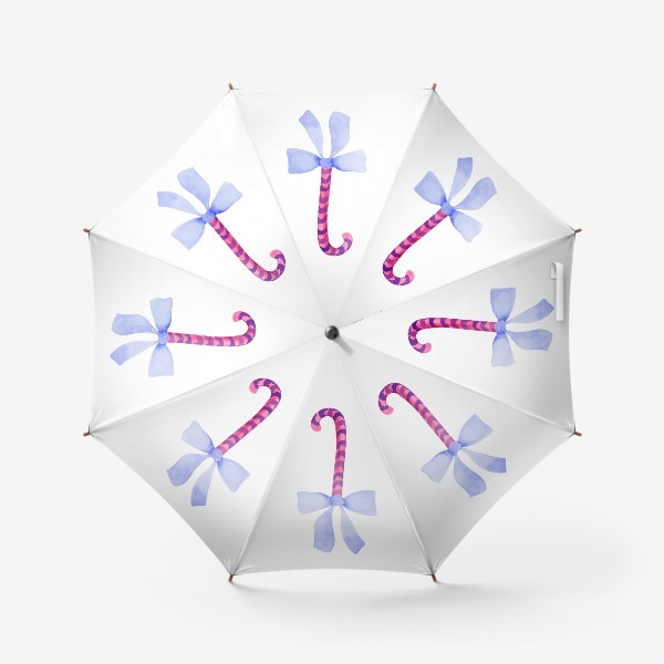 Зонт «Новогодний леденец - трость с бантиком»