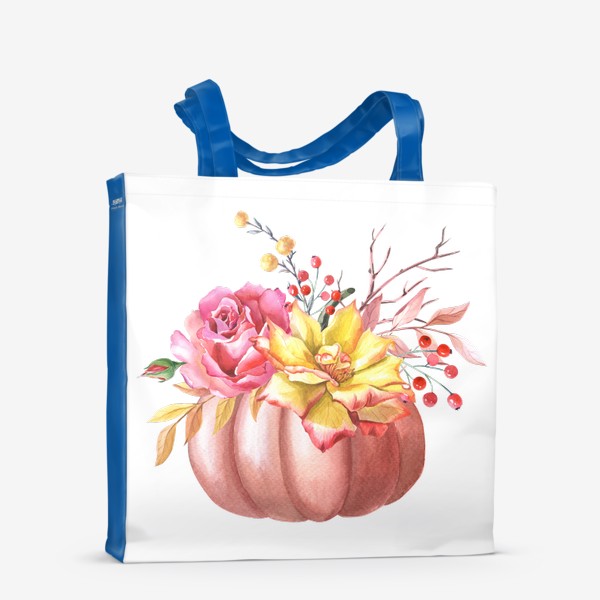 Сумка-шоппер «Осенняя композиция с тыквой и розами»