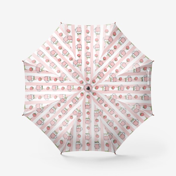 Зонт «Клубничный лимонад на полосатом фоне - Смузи узор»