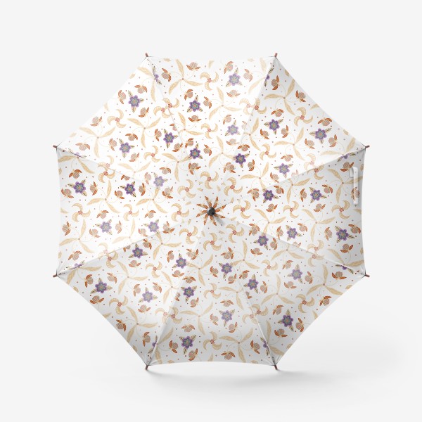Зонт «Бесшовный Паттерн Бежевые Ягоды и Цветы»