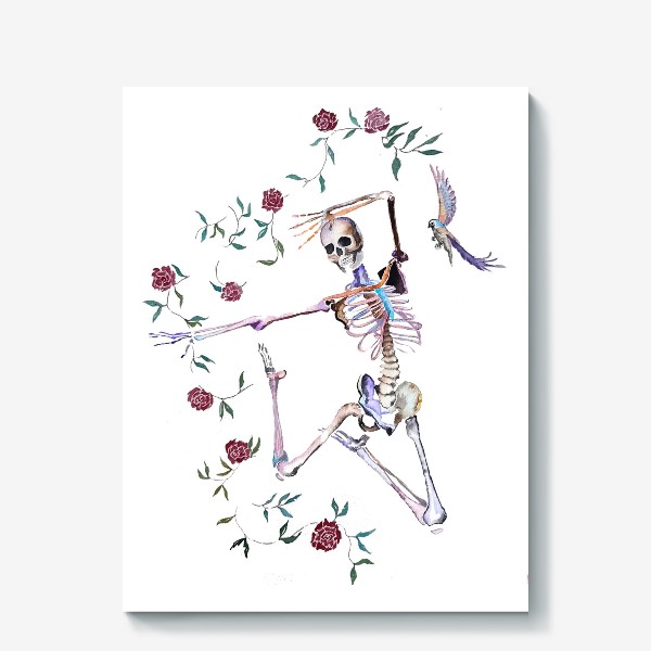 Холст «Скелет хэллоуин рождество стильный принт веселый принт»