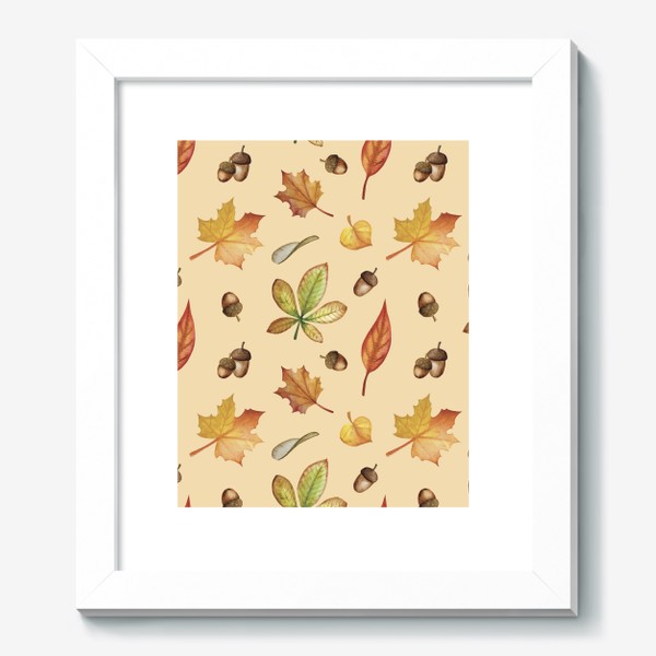 Картина «Осенние листья, акварель. Бесшовный паттерн »