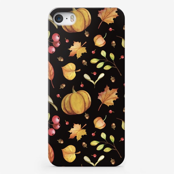 Чехол iPhone «Осенние ягоды и тыквы. Акварель. Бесшовный паттерн »