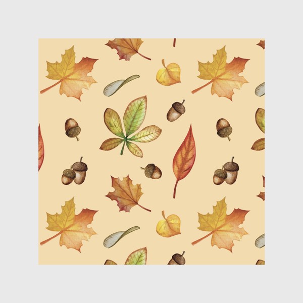 Шторы &laquo;Осенние листья, акварель. Бесшовный паттерн &raquo;