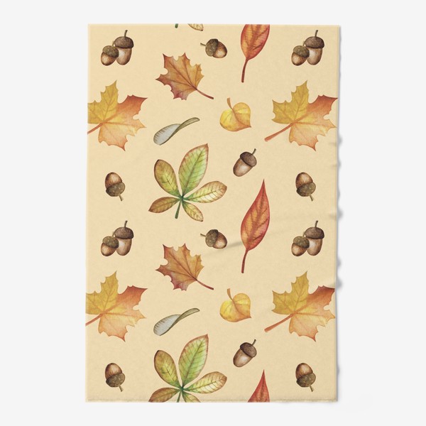 Полотенце &laquo;Осенние листья, акварель. Бесшовный паттерн &raquo;