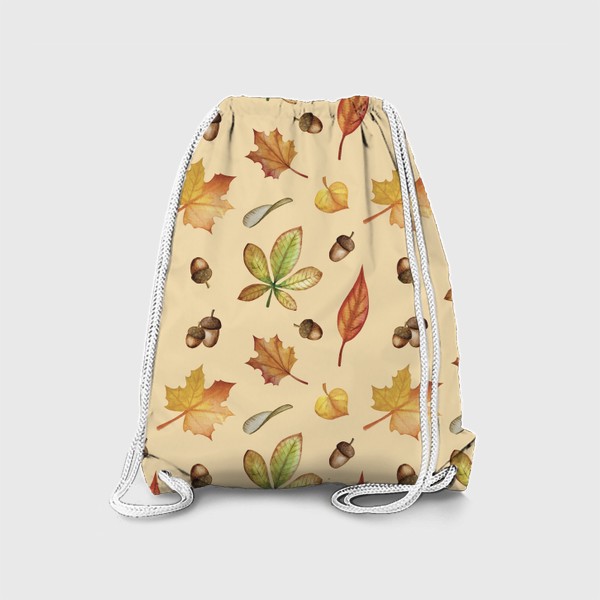 Рюкзак «Осенние листья, акварель. Бесшовный паттерн »