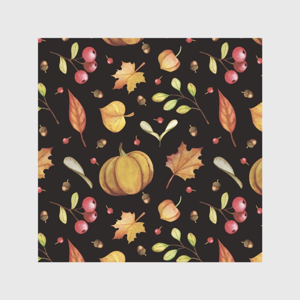 Скатерть &laquo;Осенние ягоды и тыквы. Акварель. Бесшовный паттерн &raquo;