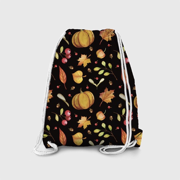Рюкзак «Осенние ягоды и тыквы. Акварель. Бесшовный паттерн »