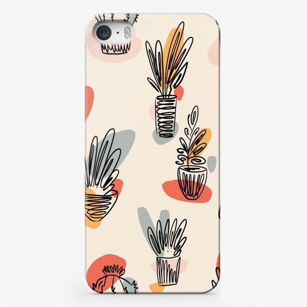 Чехол iPhone «Домашние растения в горшках, паттерн»