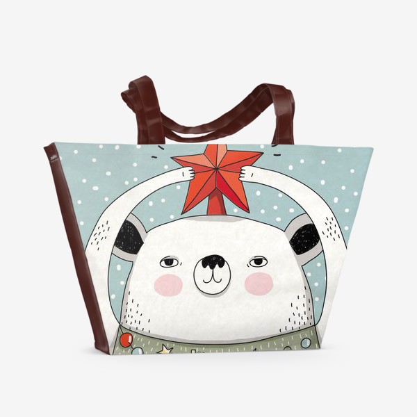 Пляжная сумка «Мишка праздничная ёлка»
