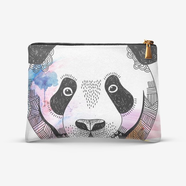 Косметичка «Графичная панда с акварельными текстурами»