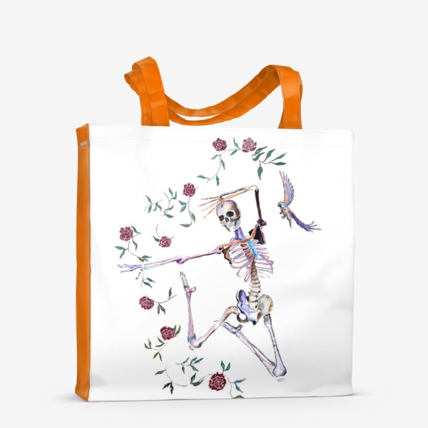 Сумка-шоппер «Скелет хэллоуин рождество стильный принт веселый принт»
