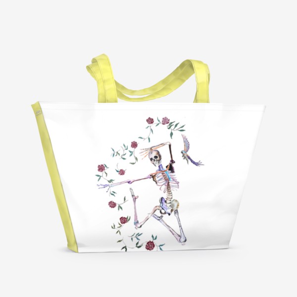 Пляжная сумка «Скелет хэллоуин рождество стильный принт веселый принт»
