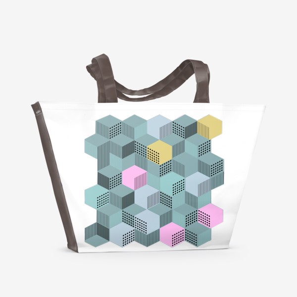 Пляжная сумка «Кубики в голубовато-сером»