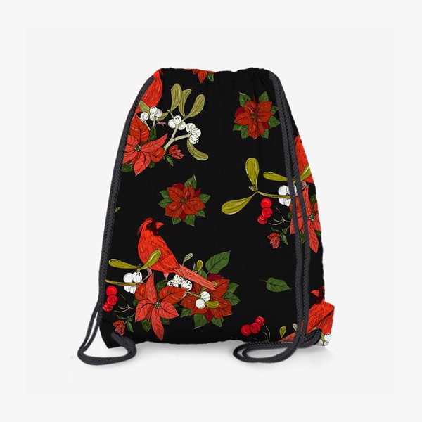 Рюкзак «новогодние цветы и птицы»
