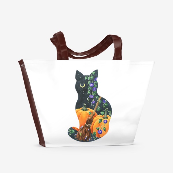Пляжная сумка &laquo;Черная кошка тыквы метла&raquo;