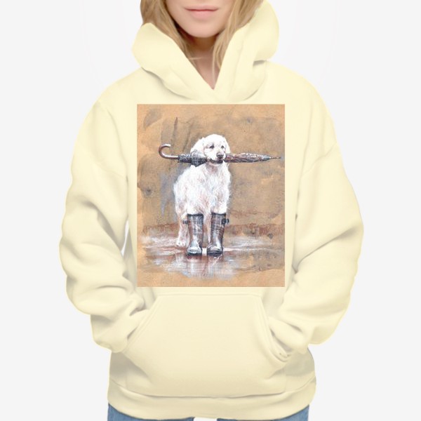 Худи «Товарищ лабрадор, белый, собака, иллюстрация»