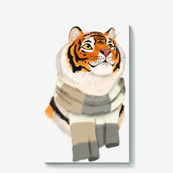 Холст «Умный тигр в кашемировом шарфе»