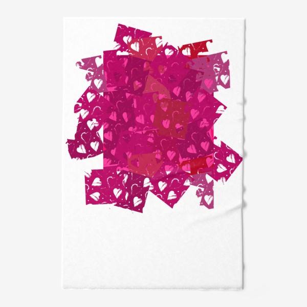 Полотенце «Сердца и квадраты пурпурные»