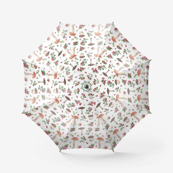 Зонт «Узор из лесных грибов и ягод»