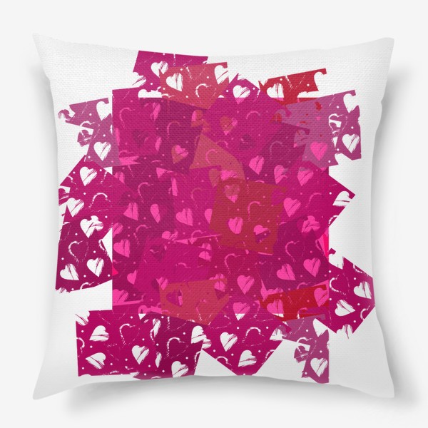 Подушка «Сердца и квадраты пурпурные»