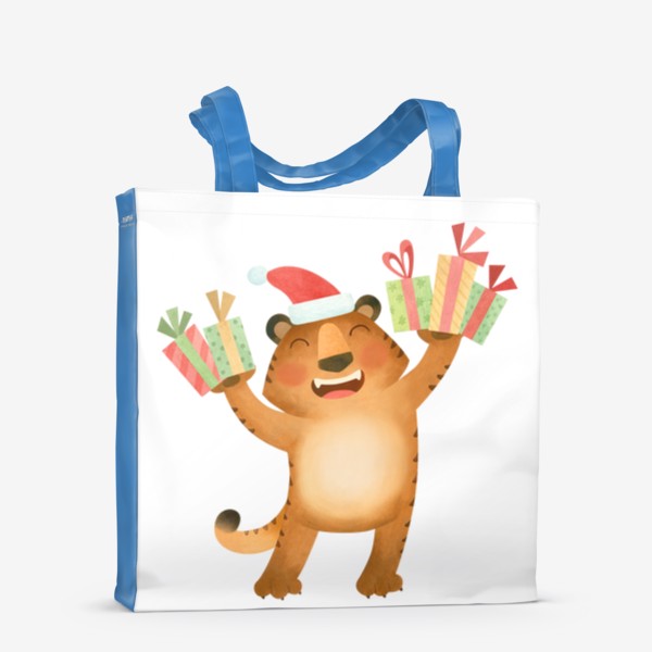 Сумка-шоппер «Тигр с подарками. Символ 2022 нового года »