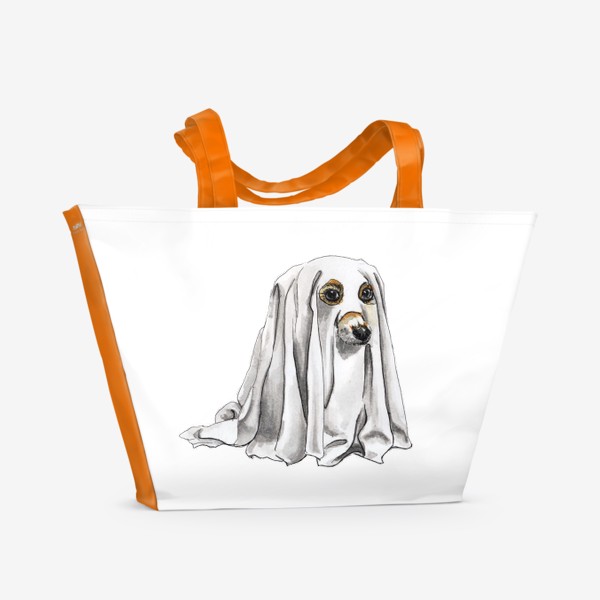 Пляжная сумка «Собака джек рассел терьет играет в привидение»