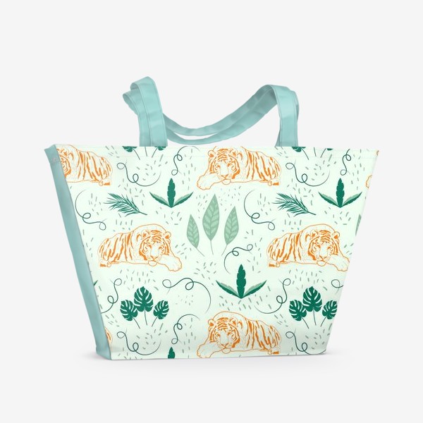 Пляжная сумка «Тигры  с листьями»