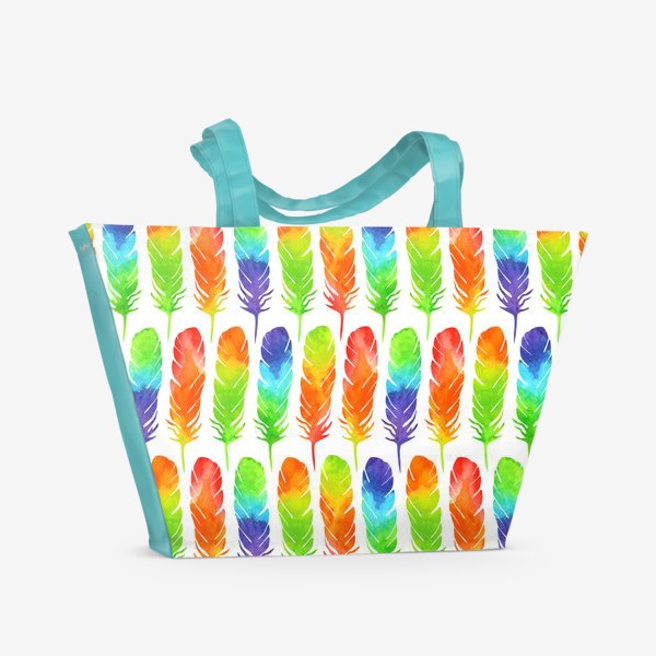 Пляжная сумка «Bright Watercolor Feathers»