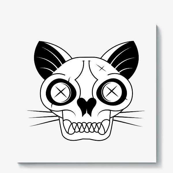 Холст «Скелет кошки логотип»