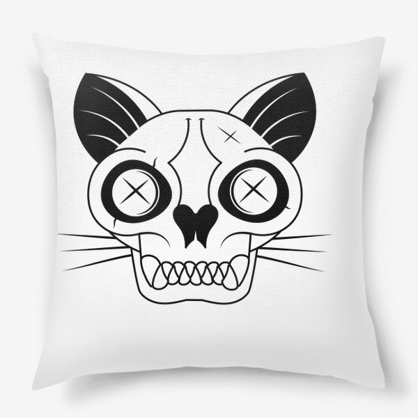 Подушка «Скелет кошки логотип»