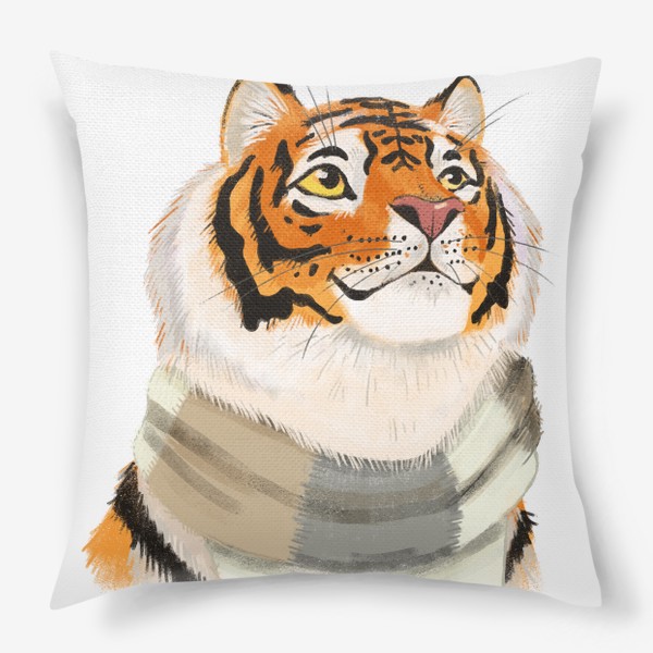 Подушка «Умный тигр в кашемировом шарфе»