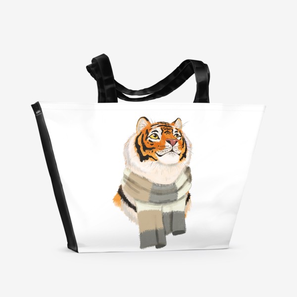 Пляжная сумка «Умный тигр в кашемировом шарфе»
