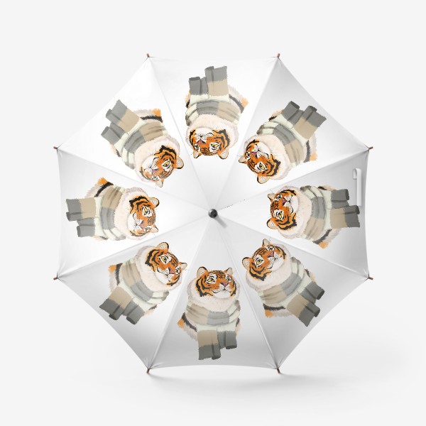 Зонт «Умный тигр в кашемировом шарфе»