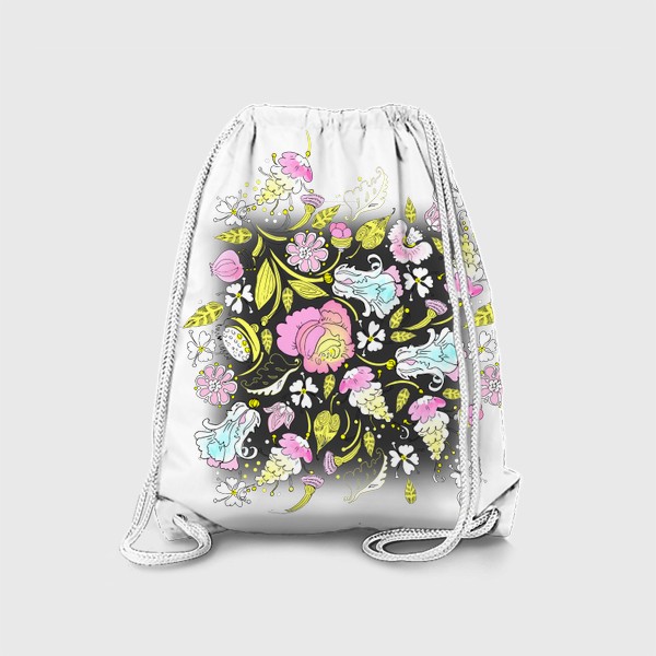Рюкзак «Пышные цветы на черном»