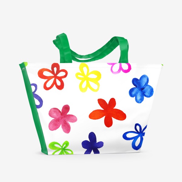 Пляжная сумка «Бесшовный паттерн "Веселые Цветочки"»