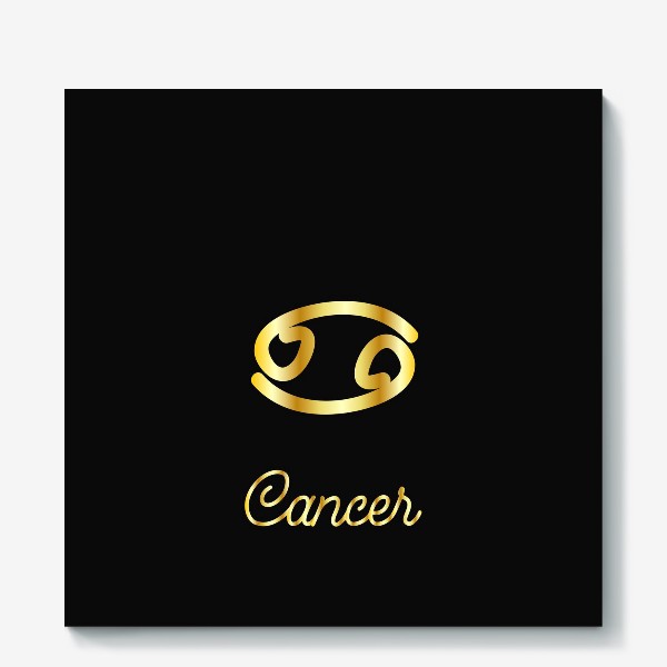 Холст «Рак. Золотой знак зодиака на темном фоне»