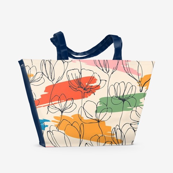 Пляжная сумка &laquo;Цветы и мазки краски&raquo;
