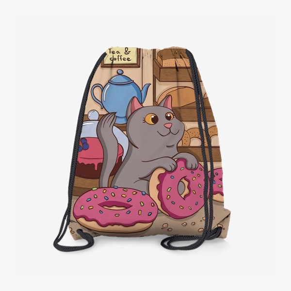 Рюкзак «Кот и пончики»