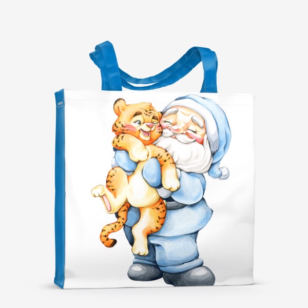 Сумка-шоппер «Дед Мороз в синем с тигренком»