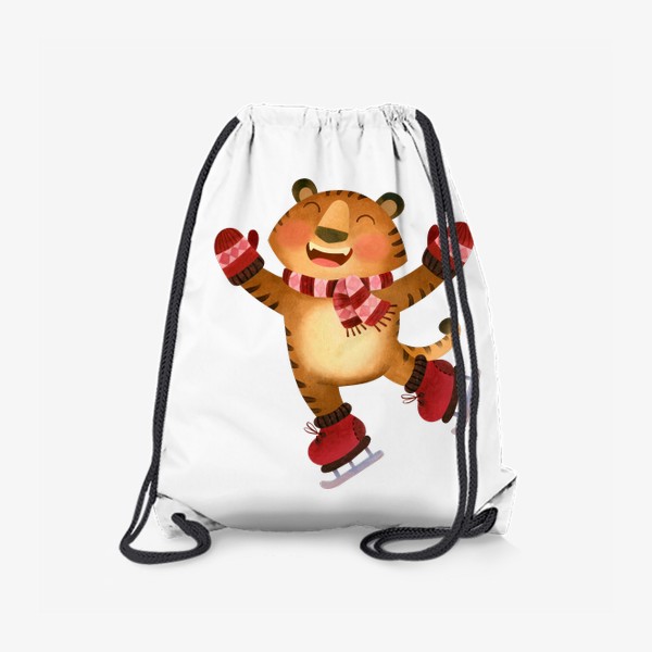 Рюкзак «Тигр на на коньках, Зимний персонаж, Символ 2022 Нового года.»