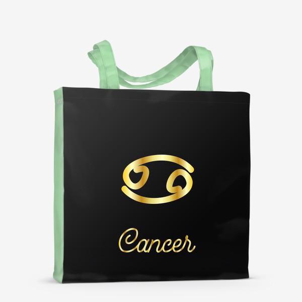 Сумка-шоппер «Рак. Золотой знак зодиака на темном фоне»