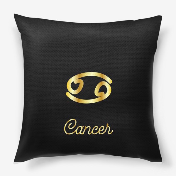 Подушка «Рак. Золотой знак зодиака на темном фоне»