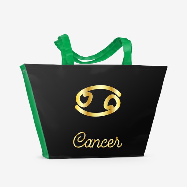 Пляжная сумка «Рак. Золотой знак зодиака на темном фоне»