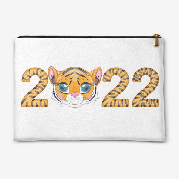 Косметичка «Тигровая надпись 2022 с мордочкой тигренка»