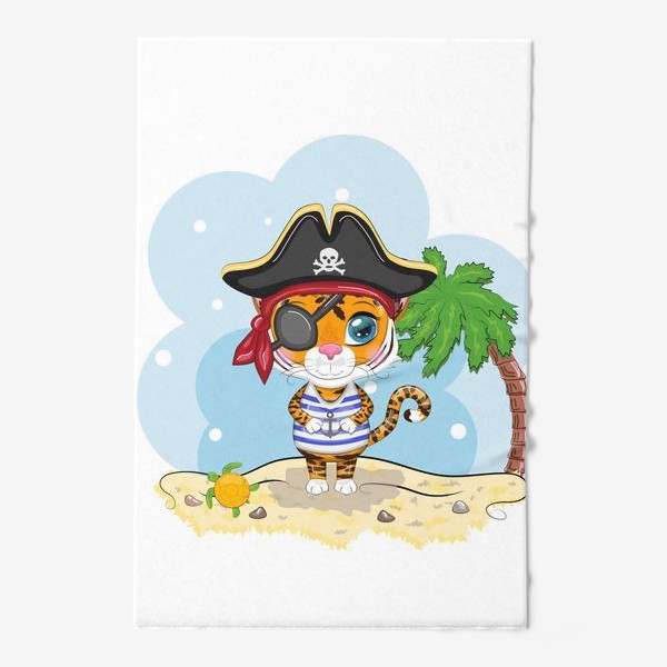 Полотенце «Тигр-пират на острове с пальмой »