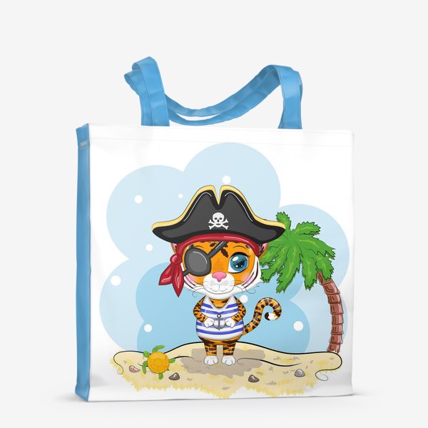 Сумка-шоппер «Тигр-пират на острове с пальмой »