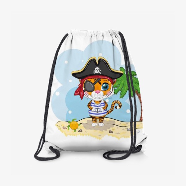 Рюкзак «Тигр-пират на острове с пальмой »