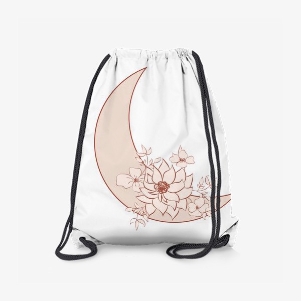 Рюкзак «Лунный серп с цветами. Женственность и тайна. Трендовый бежевый»